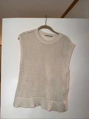 Abercrombie Sleeveless Open-Knit Cream Sweater Vest